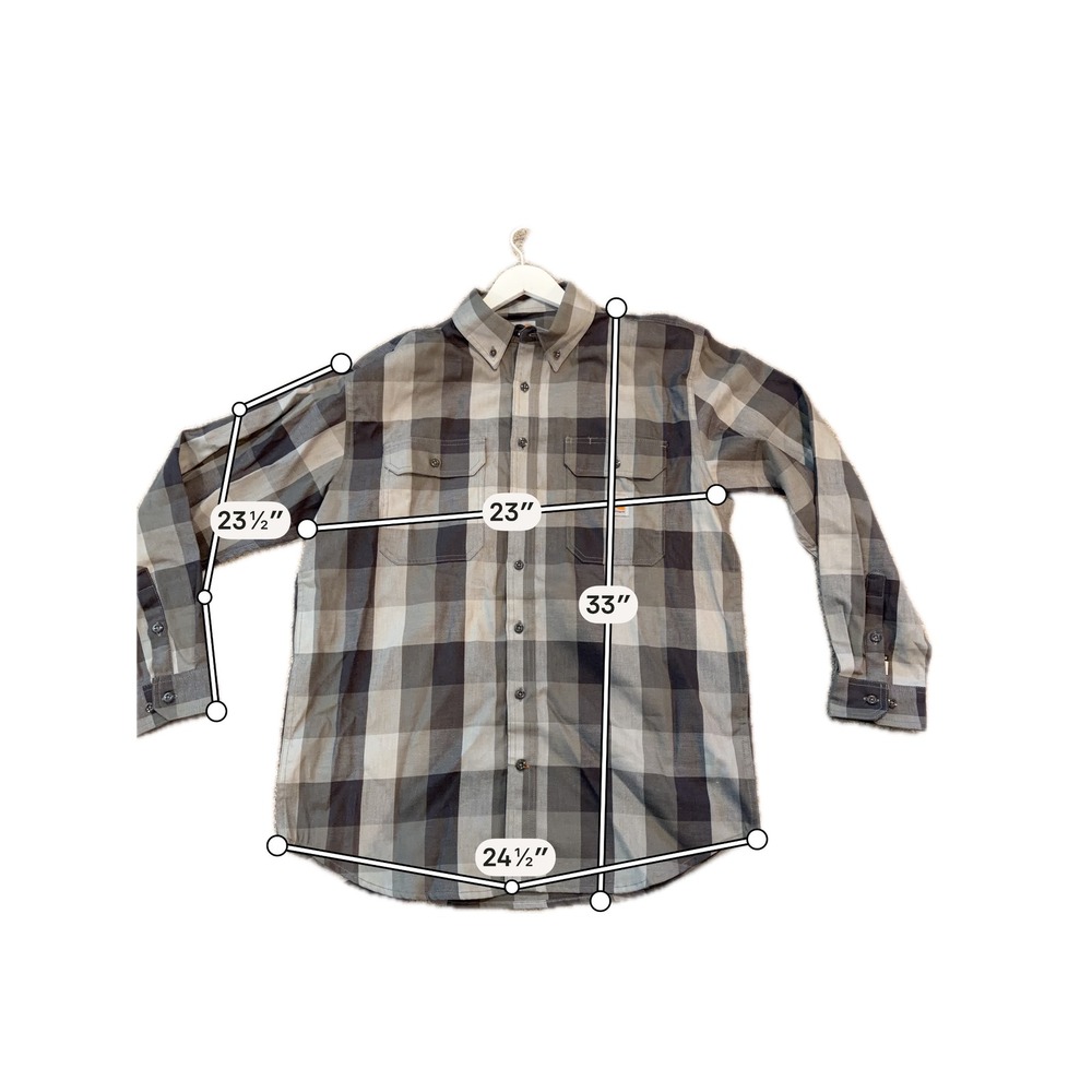 Carhartt FR Flame Resistant Plaid Work Shirt Mens Large Grey 104507 CAT 2 - Picture 8 of 9